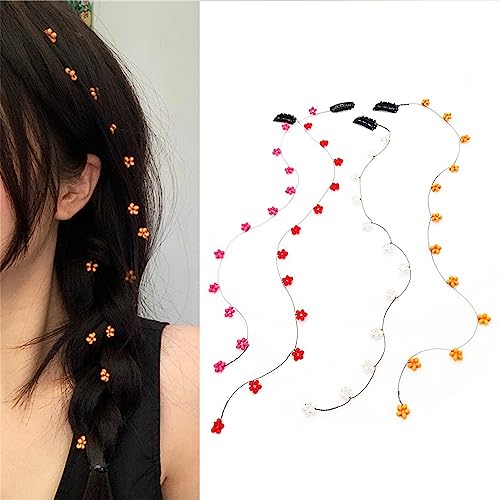 Flower Hair Clips Set with Resin Tassels & BB Clips - 4 Colors