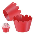 Red Wave Cupcake Wrappers 50 Pack - Standard Baking Cups for Weddings & Parties