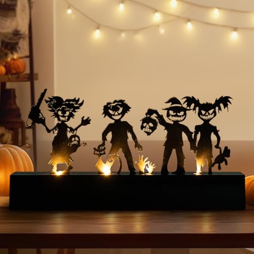 Halloween Table Decor Kid Silhouette LED Lights - Haunted Indoor Christmas Party