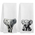 Elephant Kitchen Towels and Dishcloths Set - Nursery Decor Gifts, 16x24 Inches - Rustic Safari Jungle Theme - Variation: Elephant