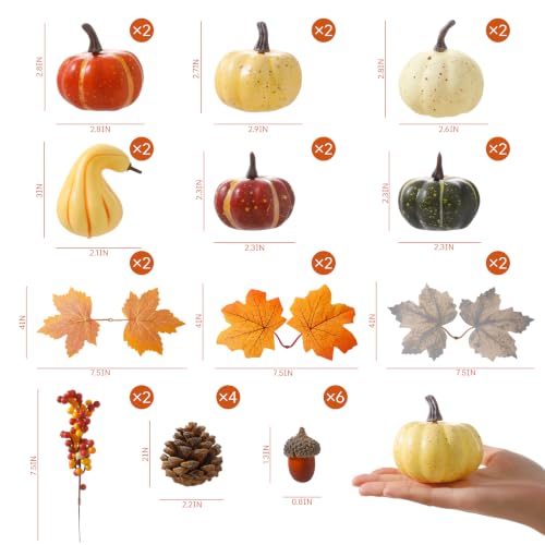Autumn Decor Artificial Pumpkin Set - 28PCS Fall Harvest Decorations