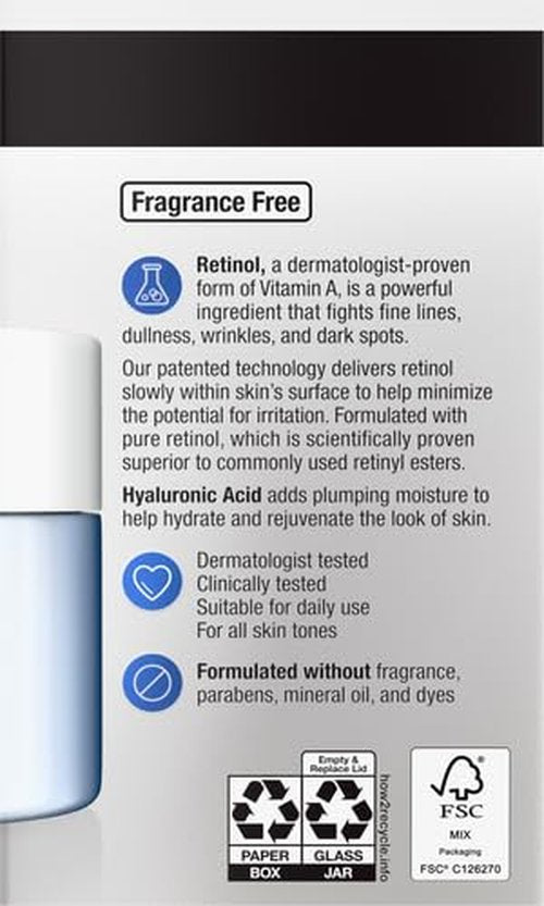 Neutrogena Rapid Wrinkle Repair, Retinol Face Moisturizer, Daily Anti-Aging Neck & Face Cream with Hyaluronic Acid, Retinol Cream, Fragrance-Free, Fades Fine Lines, Wrinkles and Dark Spots, 1.7 oz