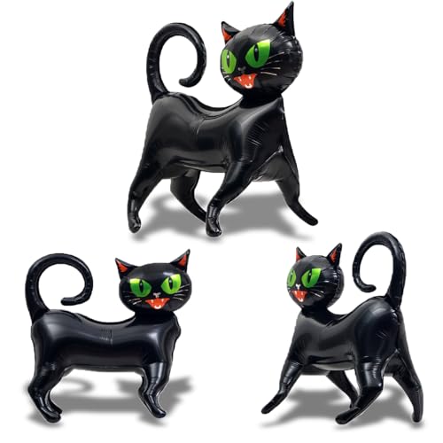 Black Cat Balloon Set - 3D Standing Party Decorations for Halloween & Retro Themes