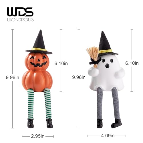 Halloween Ghost and Pumpkin Figurine Set - 2 Pack, Orange & White, Indoor & Outdoor Decor