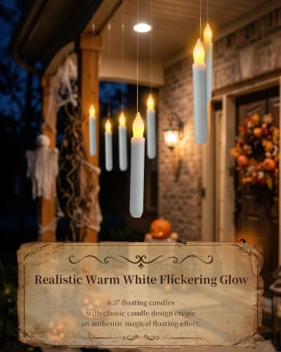 Waterproof Floating Candles with Remote Wand - Outdoor Halloween Decor Set
