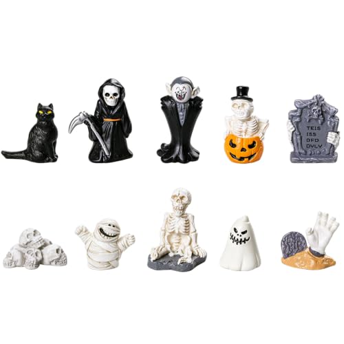 Halloween Mini Car Dashboard Figurines Set - Spooky Gothic Decor 10PCS