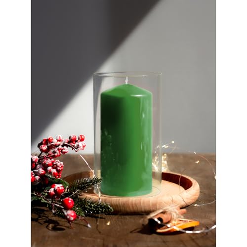 Candwax Green Pillar Candles Set of 3 Cone-Top 6 Inch Christmas Decor