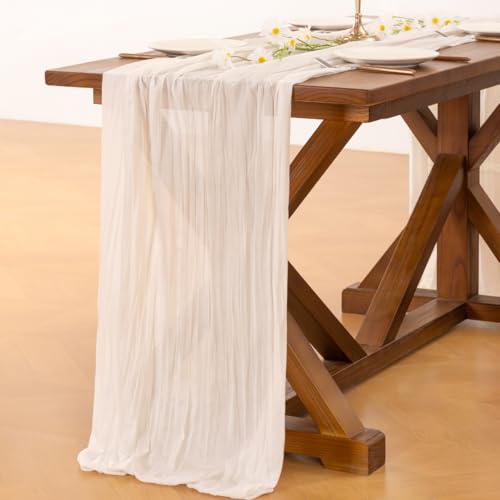 Ivory Cheesecloth Table Runner 10ft x 10pcs for Wedding & Event Decor