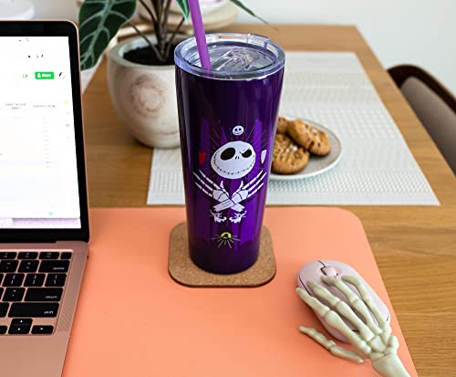 Nightmare Before Christmas Travel Tumbler - 22oz Stainless Steel with Lid & Straw