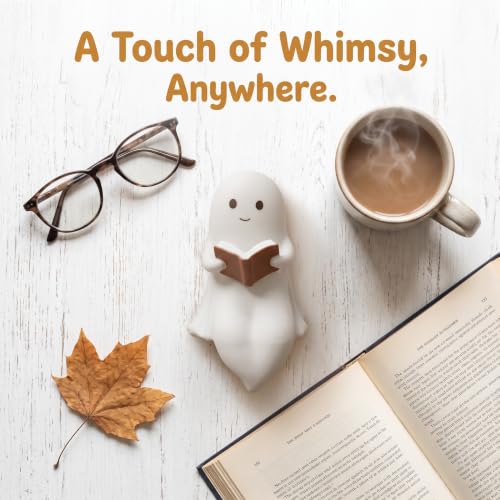 Halloween Ghost Figurine Reading Book Vinyl Decoration - Spooky Home Decor