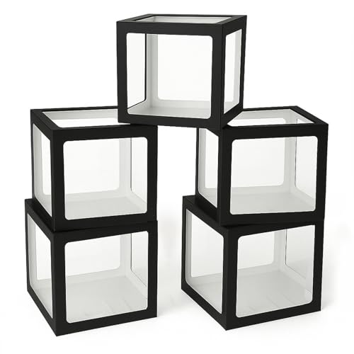 Voircoloria Baby Balloon Boxes with 78 Letters - Black, 6 Pack - Baby Shower Decorations