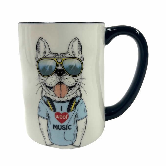 Hipster Animal Coffee Mugs Set of 6 - 17.5 oz Ceramic Drinkware