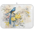 ALAZA Blue Bird with Yellow Flowers Dish Drying Mat - 16 x 18 Inch Kitchen Counter Protector