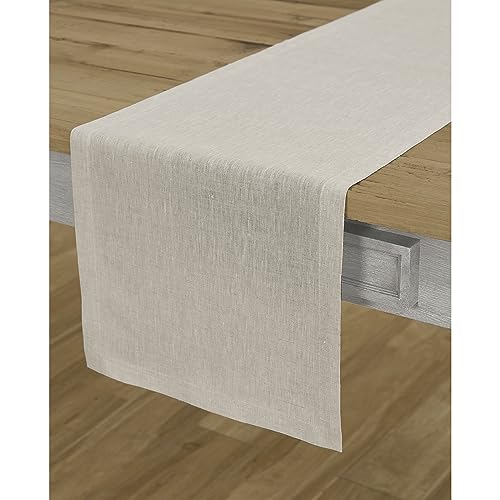 Light Natural Linen Table Runner 14 x 156 Inches - Athena