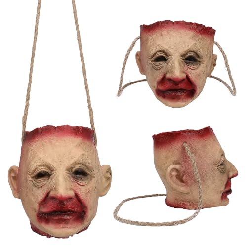 Halloween Scary Head Candy Bag Trick or Treat Bucket Latex Crossbody Horror Decor - Bloody Yellow