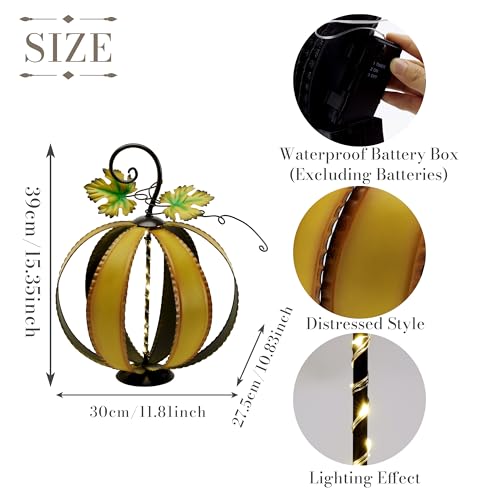 Large Orange Pumpkin Decor with Light - Fall Garden & Indoor-Outdoor Halloween Thanksgiving