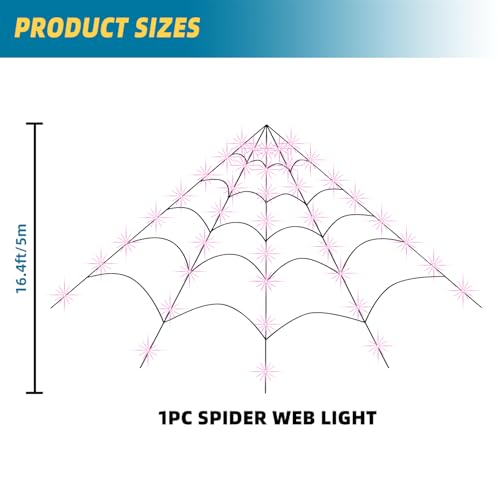 Halloween 200-Inch Spider Web Light Decorations with 250 LED Lights & Remote - Web Variation