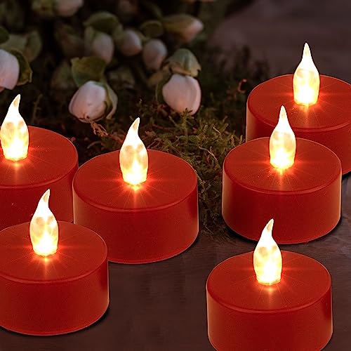 LED Flameless Tea Lights Battery Operated 100 Pack Red - Safe Romantic Decor