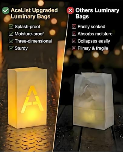 Love You More Every Day Anniversary Decorations Set - 19 Luminary Bags & LED Tea Lights