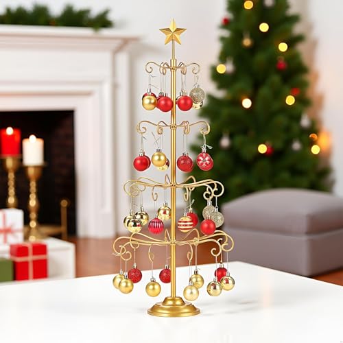 Gold Christmas Tree Ornament Stand 30-Inch Display Holder for Holiday & Decor