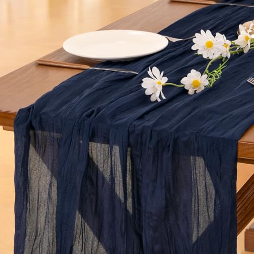 Navy Cheesecloth Table Runner 10ft Fall Boho Wedding Party Decor