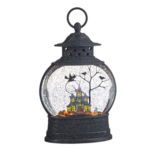 10-Inch Haunted Mansion Water Globe Lantern with Swirling Glitter Halloween Decor