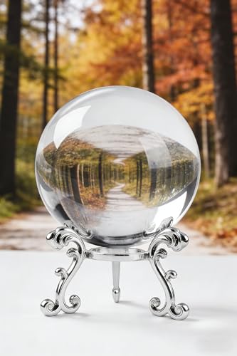 80mm Clear Crystal Ball with Stand for Photography & Decor - Sphere Set