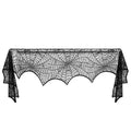 Halloween Spiderweb Fireplace Mantle Cover Black Lace Decoration 18x96 Inch