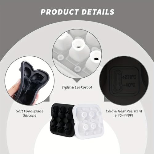 Black Skull Ice Cube Mold - 6 Cavity Silicone Ice Tray for Cocktails & Halloween