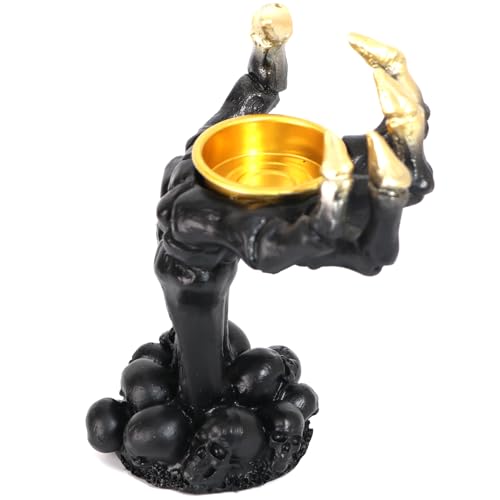 Halloween Gothic Skeleton Hand Candle Holder Black - Spooky Jewelry & Decor Organizer