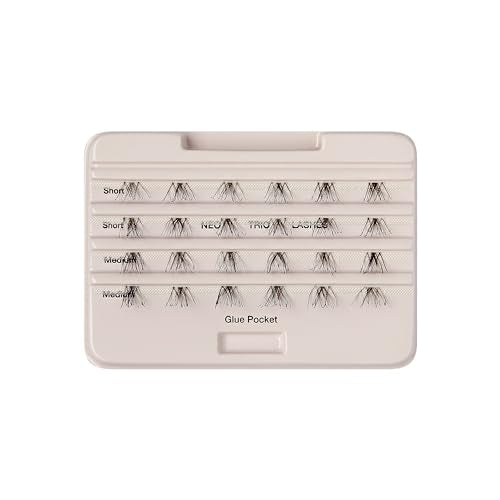 False Eyelashes Neo Pack of 4, 12-14mm Natural Reusable Clusters - Easy to Apply