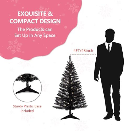 4ft Black Artificial Christmas Tree with Lights - Indoor & Outdoor Holiday Decor Variation of THIS listing