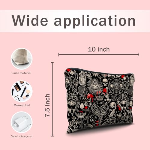 Gothic Black Makeup Bag - Small Cosmetic Organizer for Women, Halloween Gift