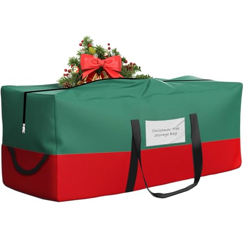 Christmas Tree Storage Bag 10 Ft Artificial Tree Waterproof Oxford Bag - Green & Red