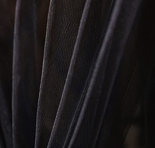 Black Canopy Bed Curtains with Lights for Full to King Size Bed - Halloween & Gothic Room Decor - 87x79x98 Inches
