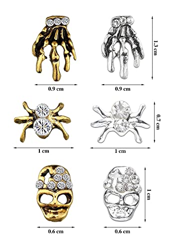 Halloween Nail Art Charms Set - Skull Spider Skeleton Hands, 60 Pieces, Variation Pattern-1