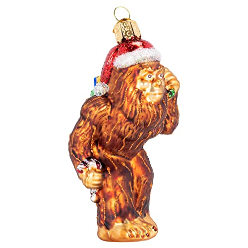 Santa Sasquatch Glass Blown Ornament - Handcrafted Holiday Tree Decoration - One Size