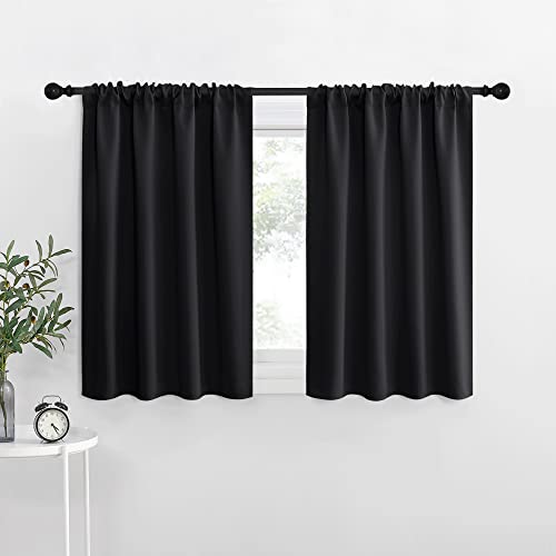 NICETOWN Halloween Kitchen Window Curtains Over Sink Blackout Drapes - 2 Panels, 42W x 30L, Black, Variation of THIS listing