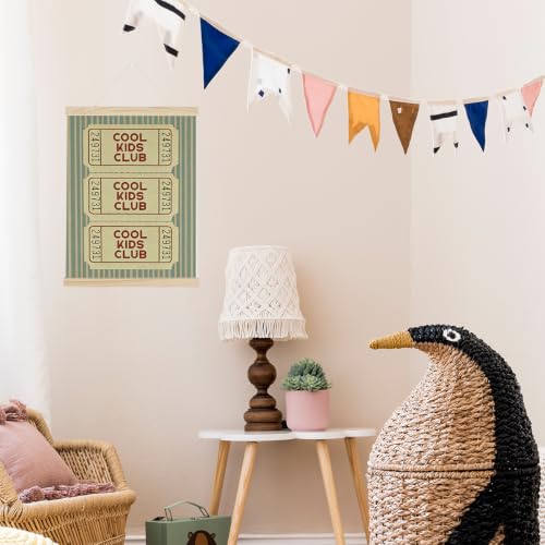 Kids Playroom Decor Banner - Retro Ticket Design with Stamp Variation
