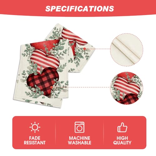 Eucalyptus Hearts Valentine's Day Table Runner 13x90 Inch - Red & Hearts Design