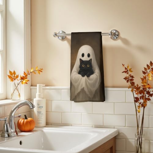 Halloween Ghost Black Cat Kitchen Towels - 15 Color Variations 16x24 Inch
