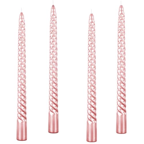 Pink Taper Candles 4 Pack - Unscented Dripless 10 Inch Tall Candles for Dinner Halloween Party