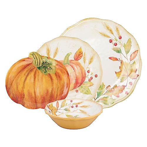 16-Piece Pumpkin Melamine Dinnerware Set for Outdoor & Holiday Use - Service for 4