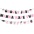 Halloween Glitter Ghouls Banner Set – Pink & Black Party Decorations
