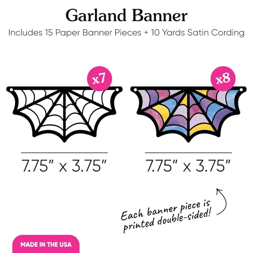 Goth Girl Halloween Garland Banner - Double-Sided Spooky Party Decor, 15 Pieces