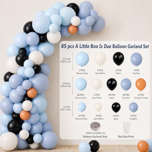 Halloween Baby Shower Decorations Set with Balloon Garland & Ghost Standees