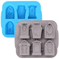 Halloween Silicone Mold for Soap and Ice - RIP Gravestone Design, 2 Pack - Grey Blue