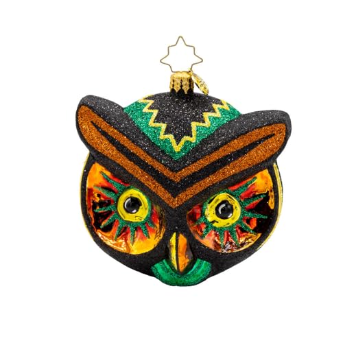 Hand-Crafted European Glass Christmas Tree Ornament - Hoot of The Night Variation