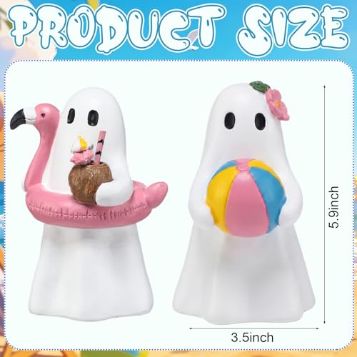 Halloween Ghost Figurine Decor Set - Cute Resin Beach & Pool Decorations