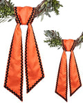 Halloween Orange & Black Satin Wreath Sash Set - Variation: Orange Black Wave